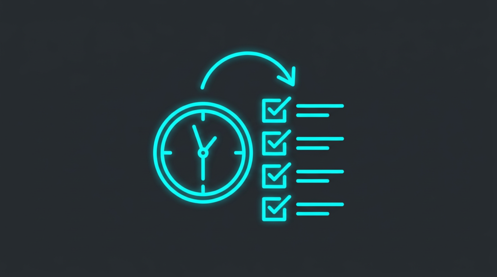 Illustration of the practical steps and checklist for using The 30-Minute Content Machine to see results faster