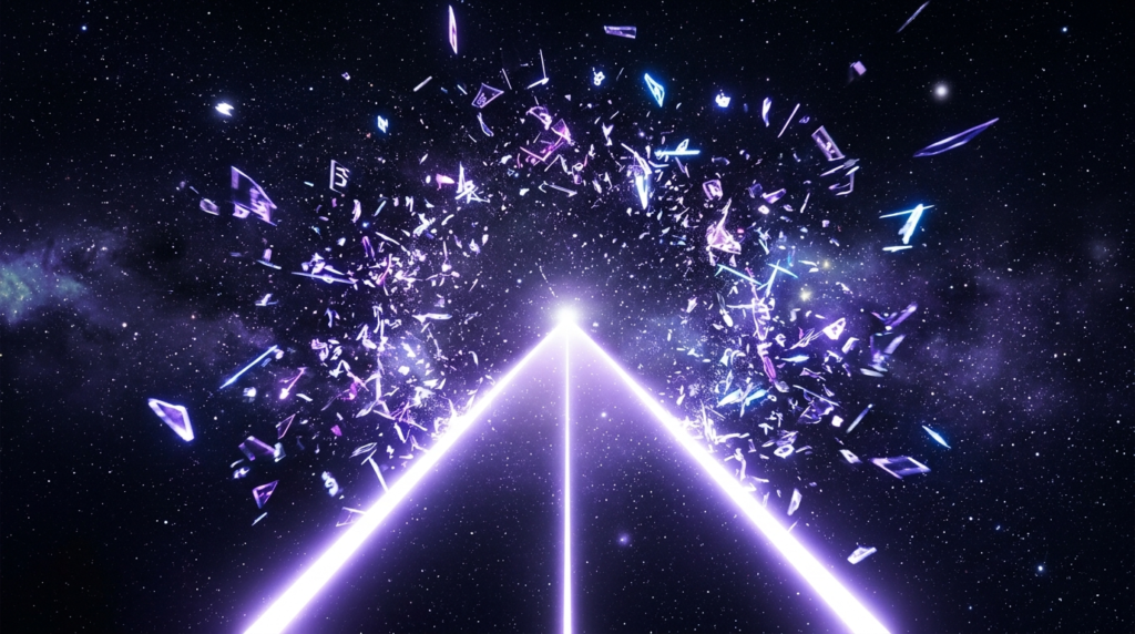 Clear path breaking through chaotic message fragments to represent clarity