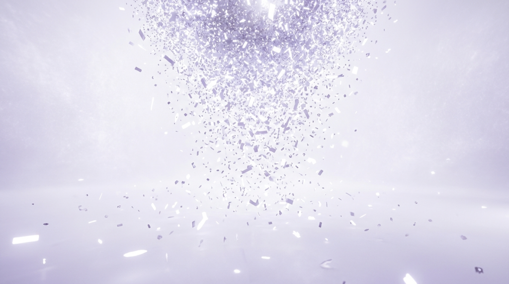 Falling message fragments spreading thin to represent declining attention