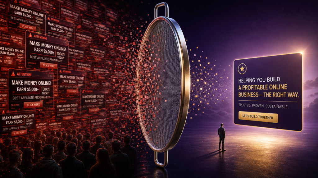 Attention availability vs competitive density in affiliate marketing - crowded noisy promotions versus clear open space